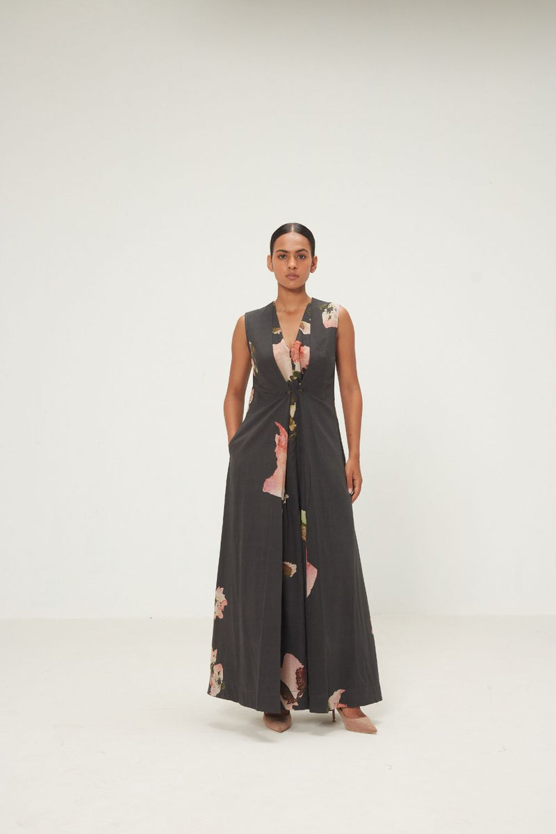 Dry Ash Jumpsuit mul by Khara Kapas in charcoal for women in Singapore