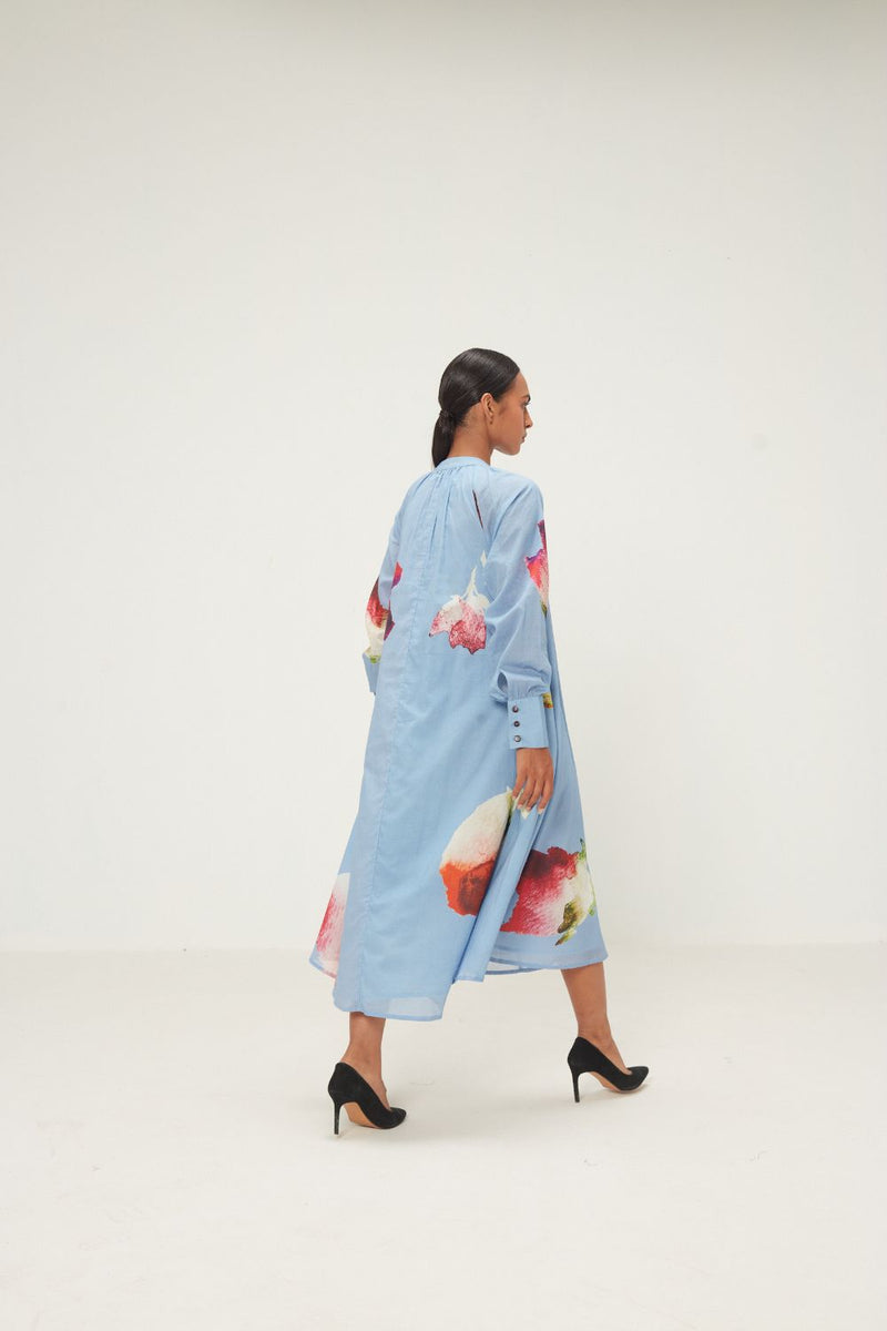 Rivara Dress mul by Khara Kapas in blue for women in Singapore