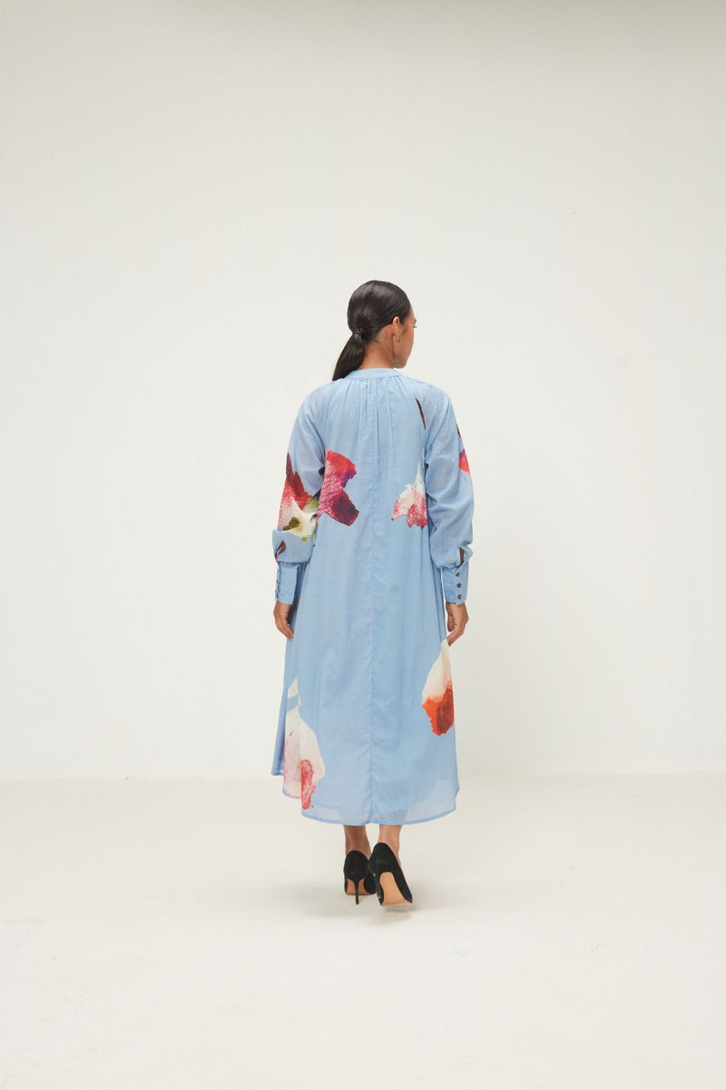 Rivara Dress mul by Khara Kapas in blue for women in Singapore