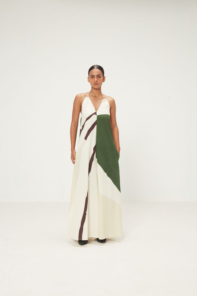 Sandleaf Jumpsuit poplin by Khara Kapas in green for women in Singapore