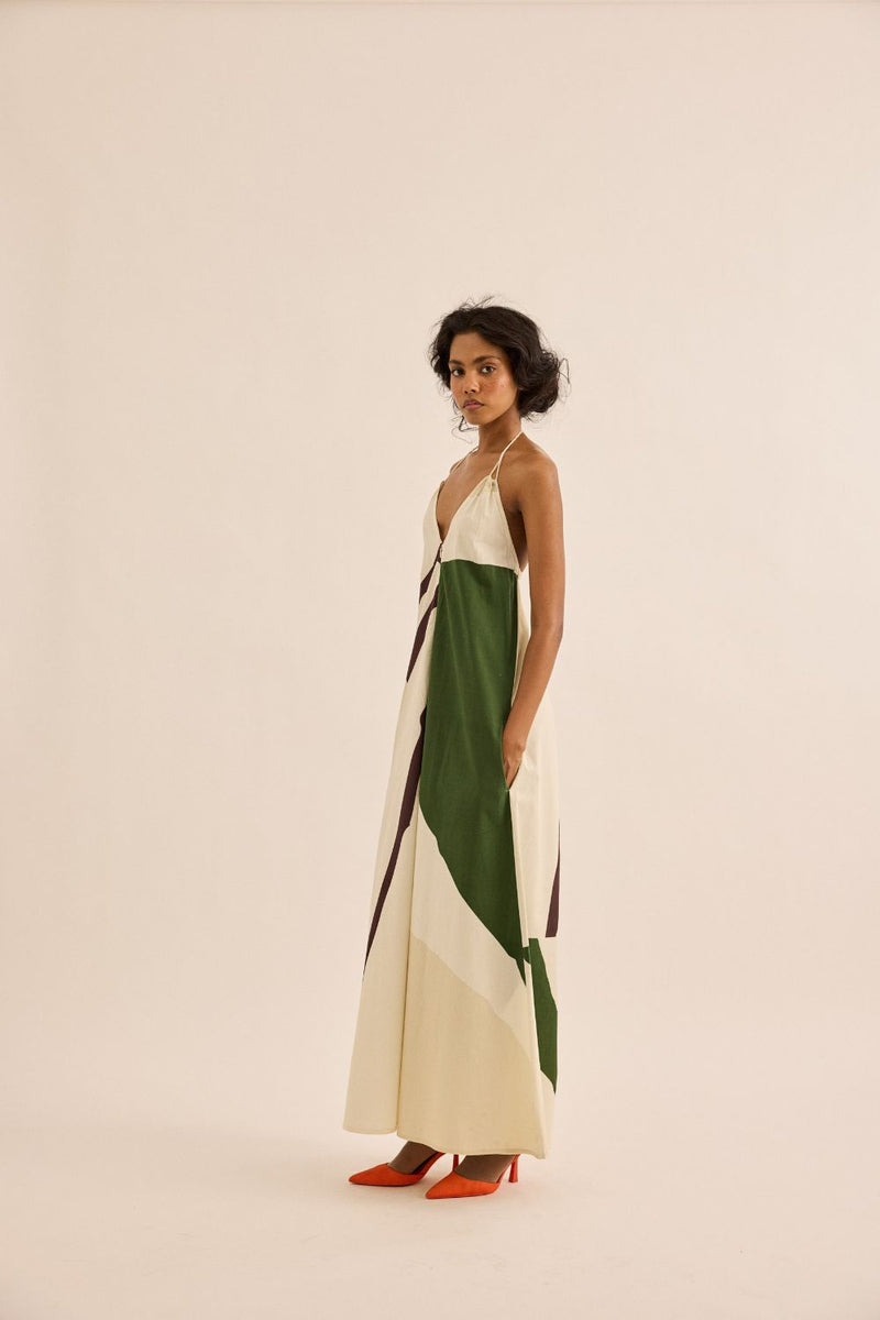 Sandleaf Jumpsuit poplin by Khara Kapas in green for women in Singapore