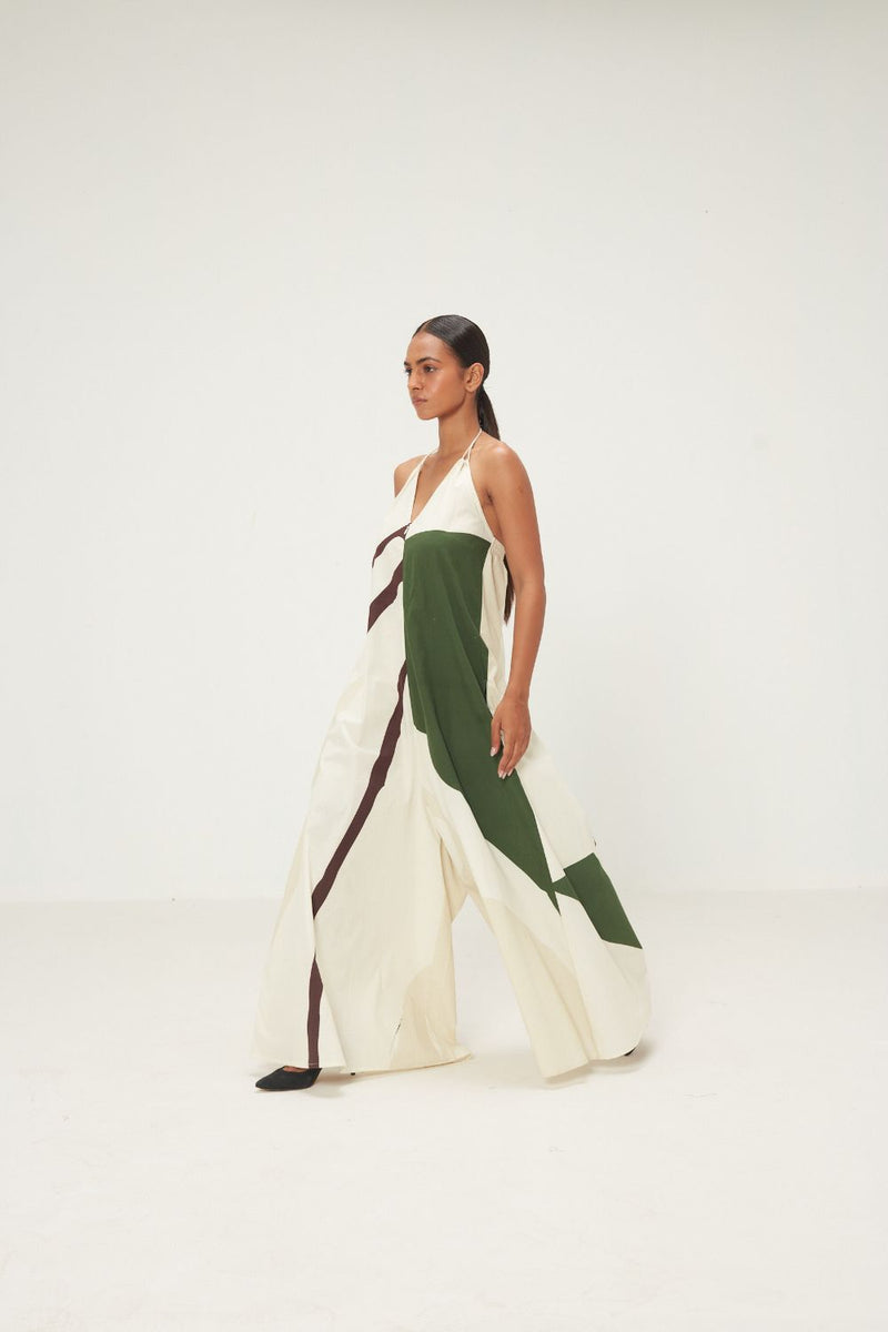 Sandleaf Jumpsuit poplin by Khara Kapas in green for women in Singapore