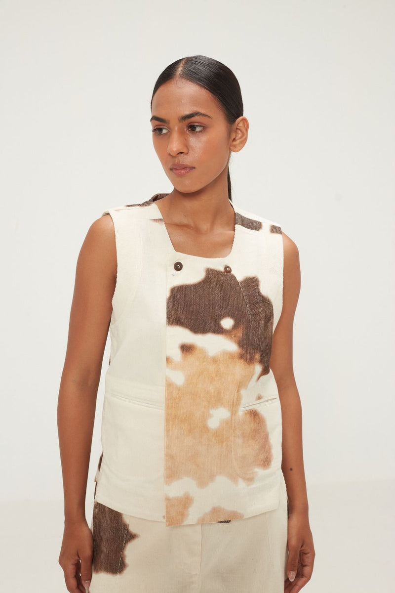 Holstein Top corduroy by Khara Kapas in brown for women in Singapore