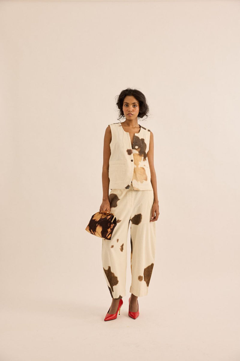 Holstein Top corduroy by Khara Kapas in brown for women in Singapore