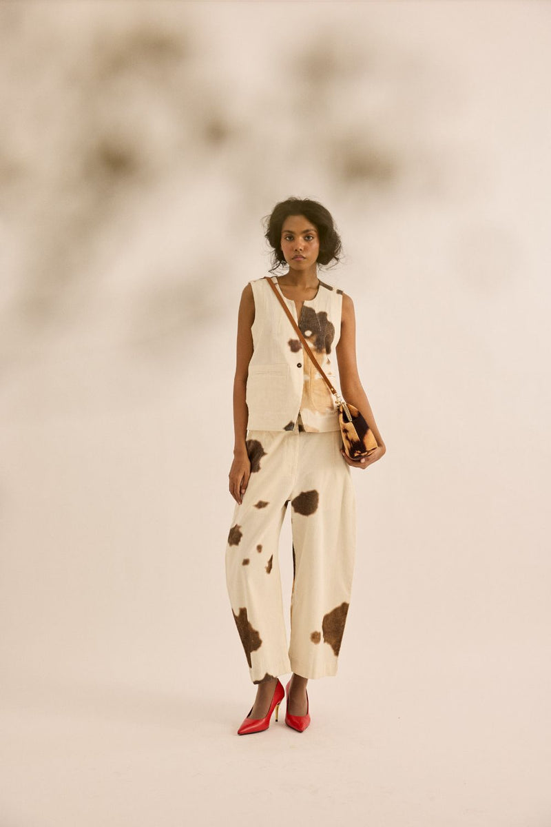 Holstein Top corduroy by Khara Kapas in brown for women in Singapore