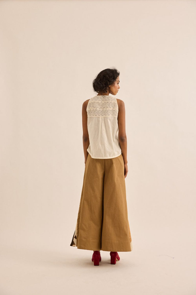 Earth Brown Pants twill by Khara Kapas in brown for women in Singapore