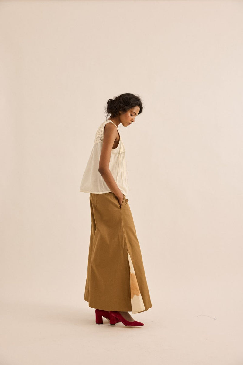 Earth Brown Pants twill by Khara Kapas in brown for women in Singapore