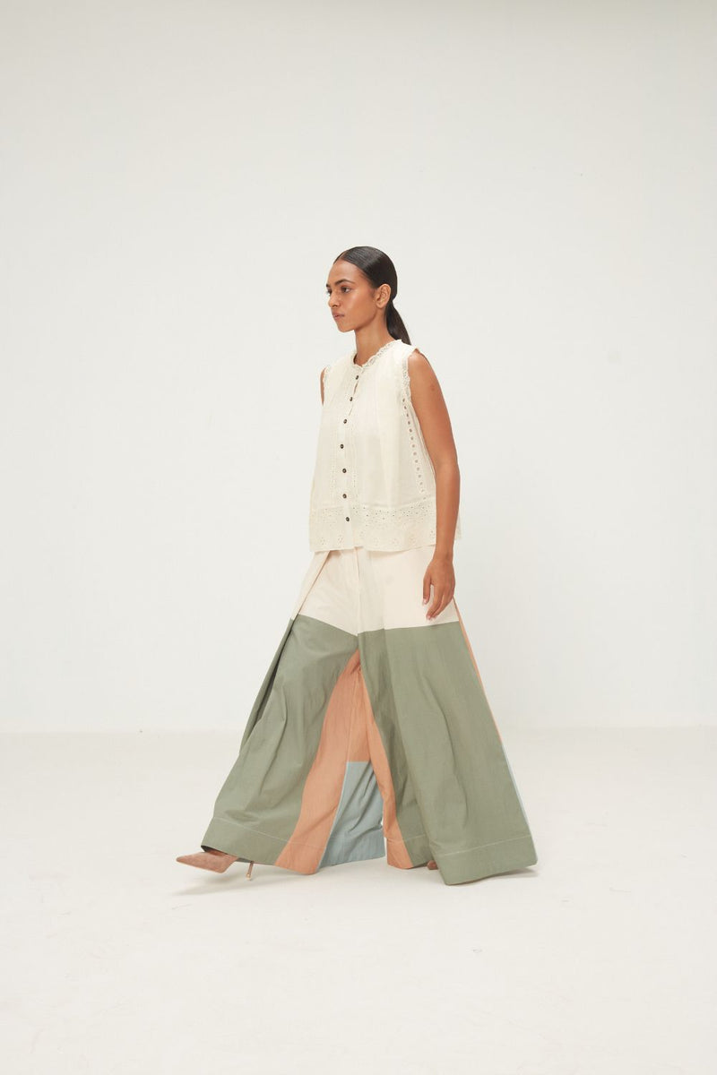 Teal Dune Pants poplin by Khara Kapas in multi for women in Singapore