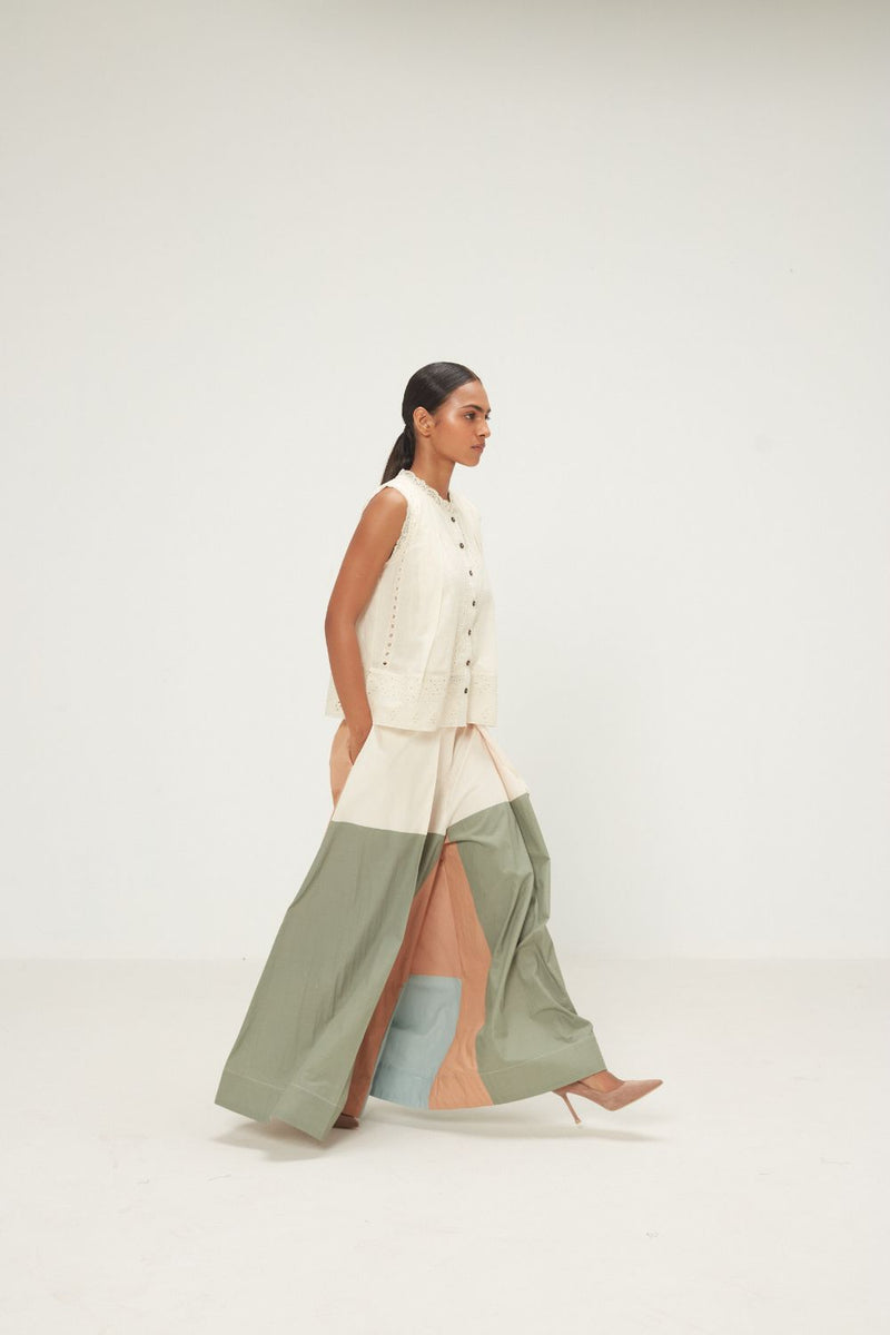 Teal Dune Pants poplin by Khara Kapas in multi for women in Singapore