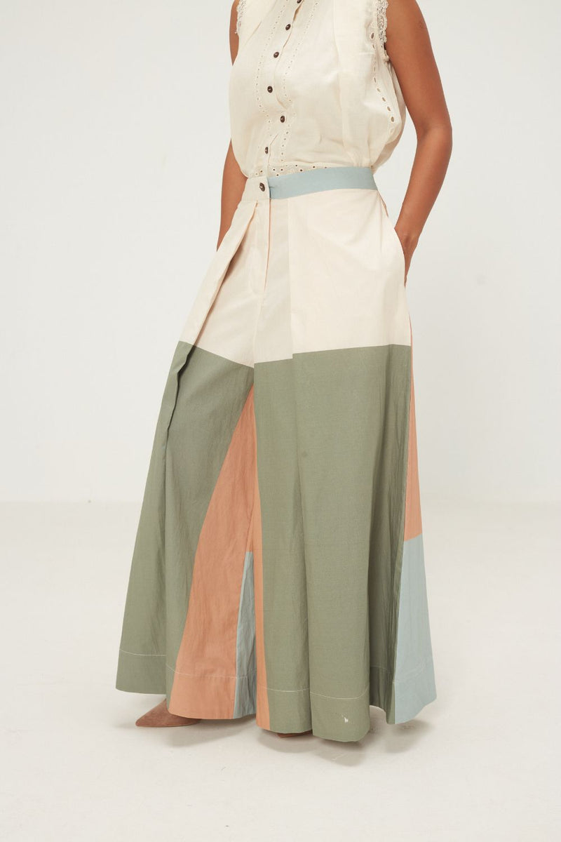 Teal Dune Pants poplin by Khara Kapas in multi for women in Singapore