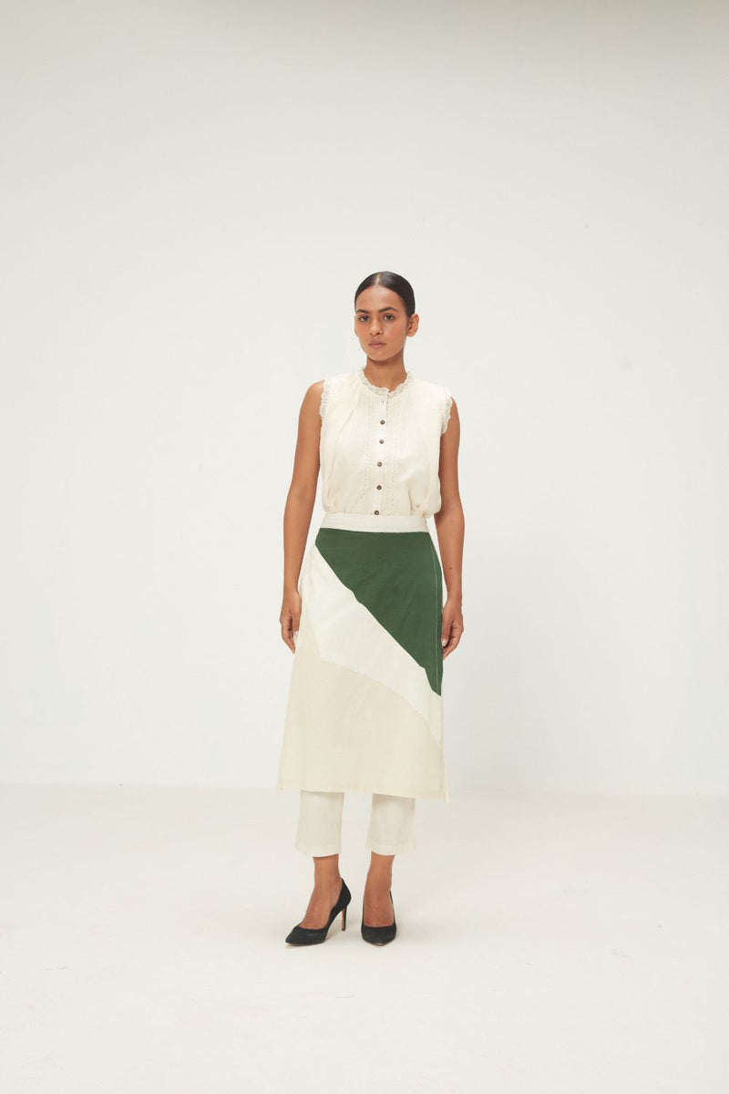 Spruce Skirt Trouser poplin by Khara Kapas in green for women in Singapore