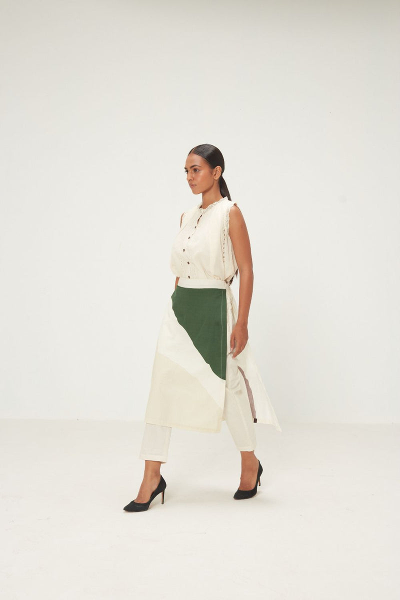 Spruce Skirt Trouser poplin by Khara Kapas in green for women in Singapore