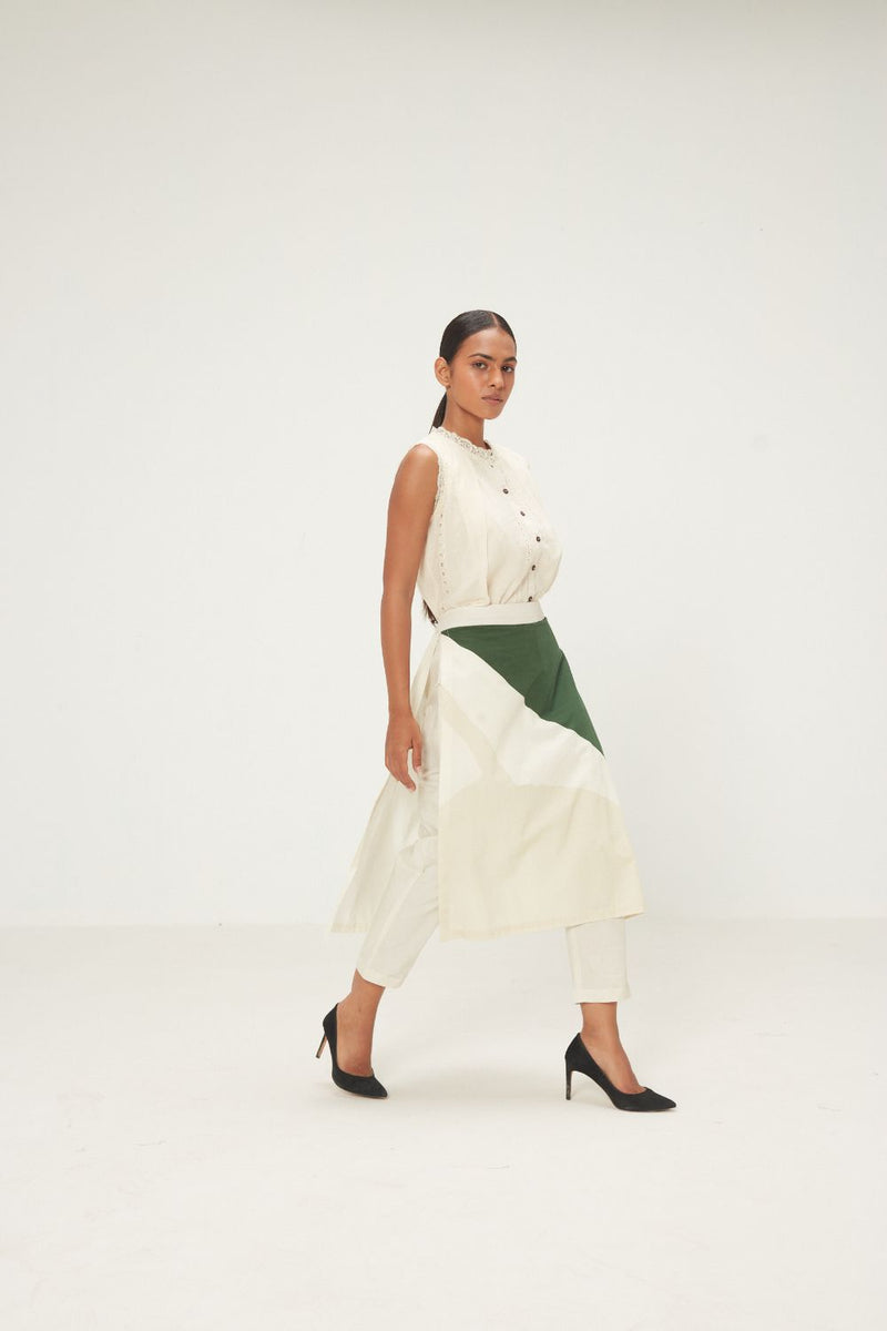Spruce Skirt Trouser poplin by Khara Kapas in green for women in Singapore