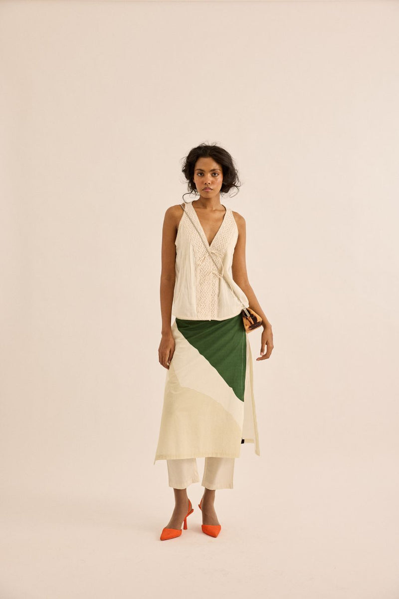 Spruce Skirt Trouser poplin by Khara Kapas in green for women in Singapore