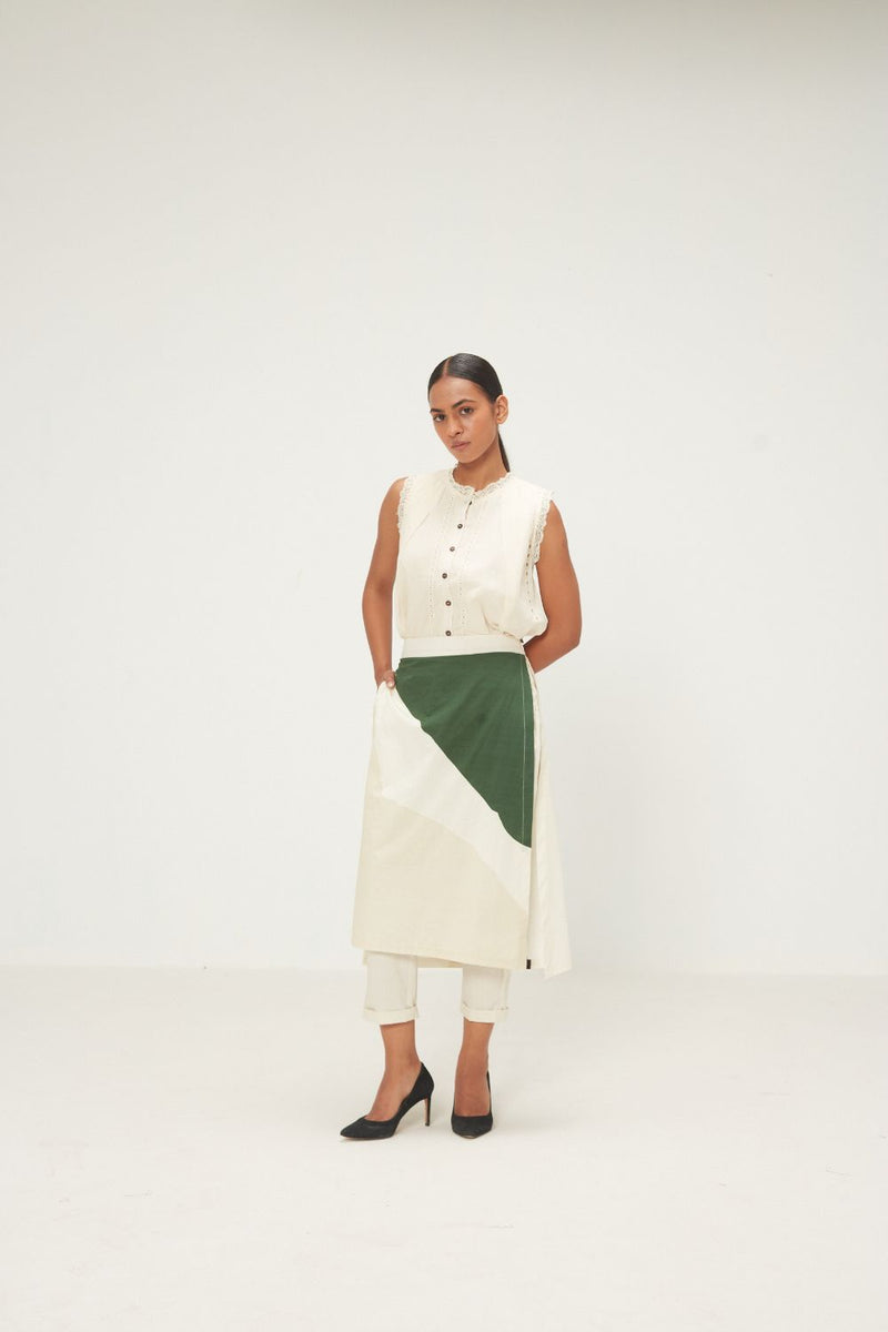 Spruce Skirt Trouser poplin by Khara Kapas in green for women in Singapore