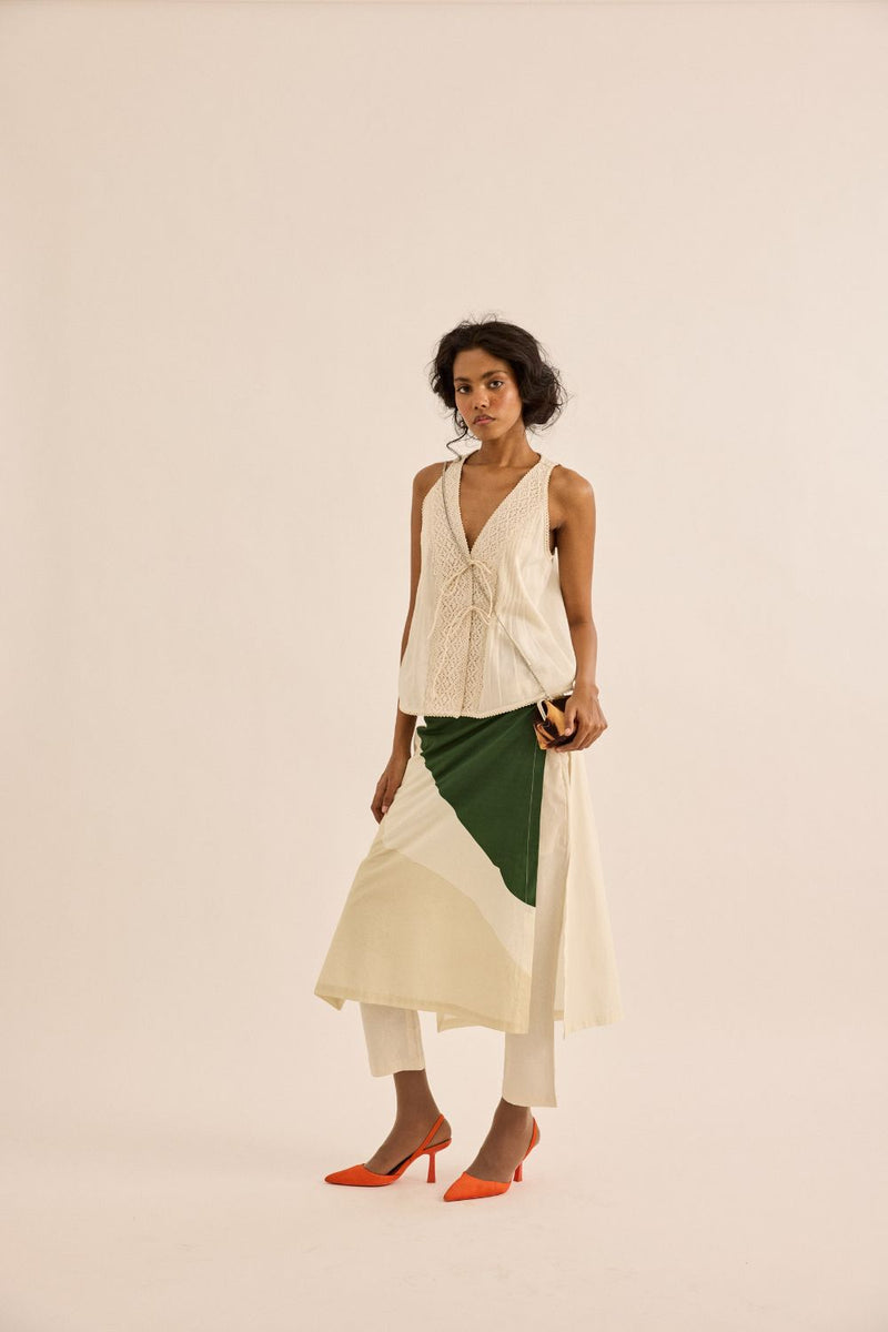 Spruce Skirt Trouser poplin by Khara Kapas in green for women in Singapore