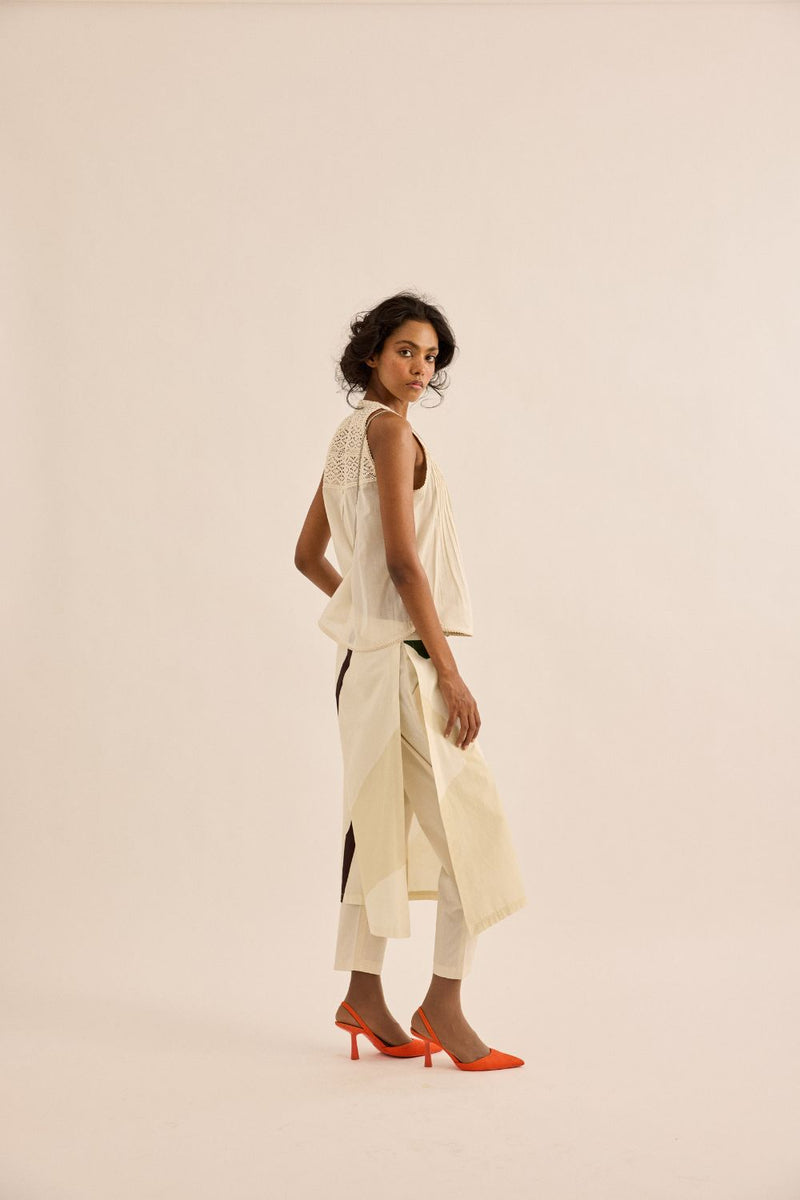 Spruce Skirt Trouser poplin by Khara Kapas in green for women in Singapore