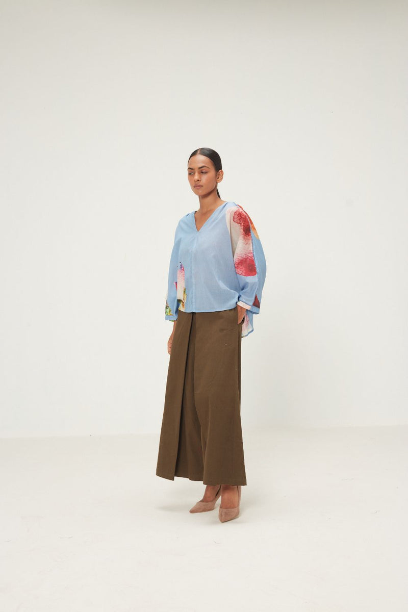 Vinca Top mul by Khara Kapas in blue for women in Singapore