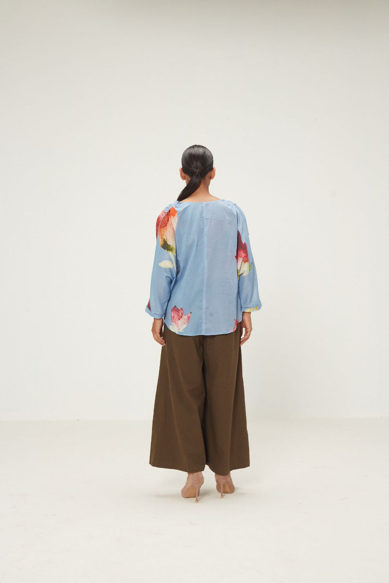 Vinca Top mul by Khara Kapas in blue for women in Singapore