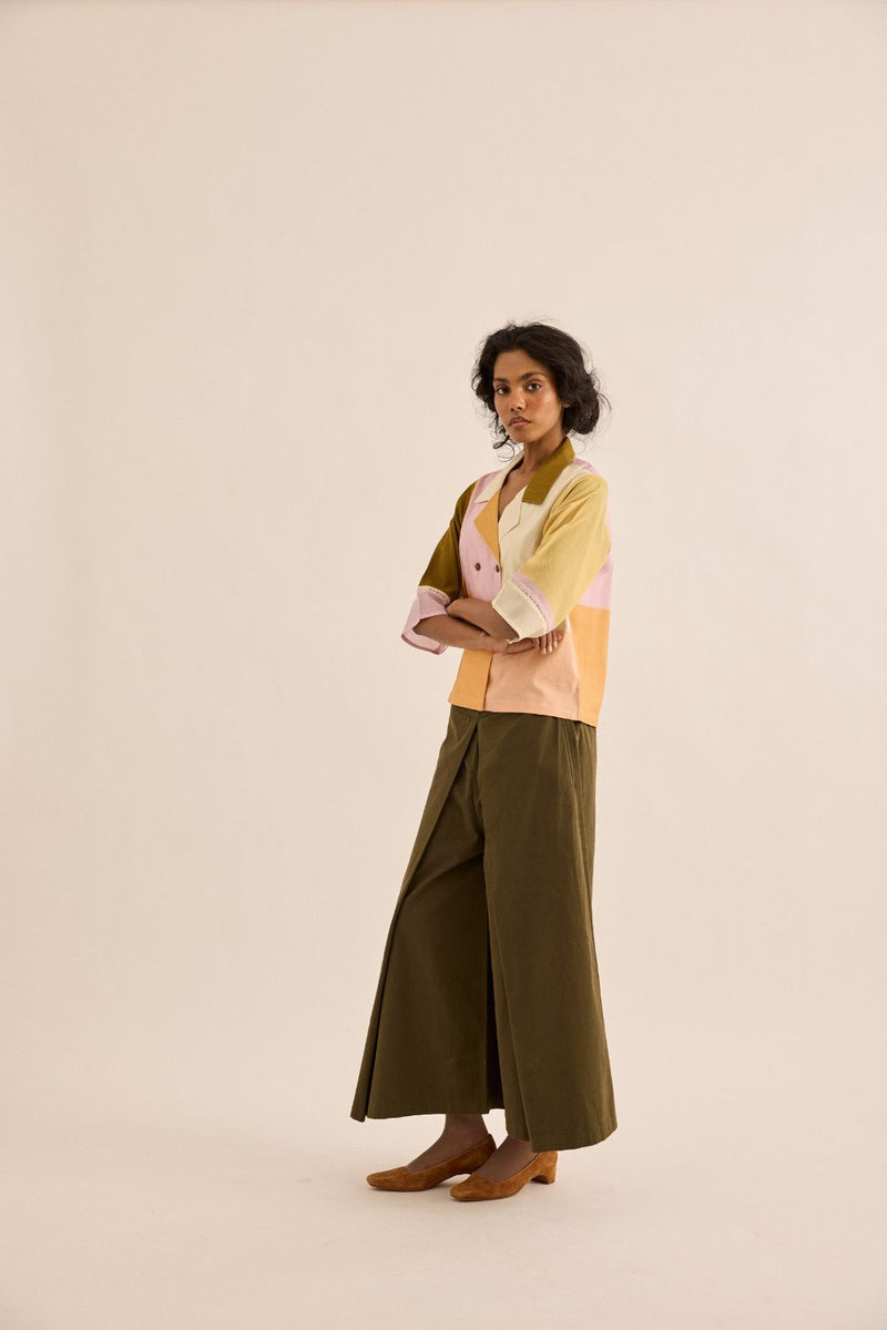 Fern Burn Pants twill by Khara Kapas in olive for women in Singapore