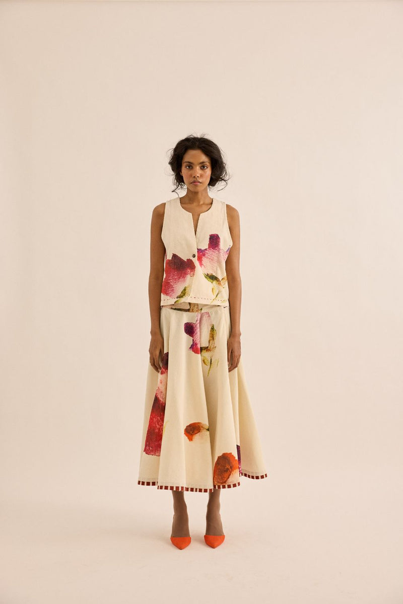 Mrinal Skirt corduroy by Khara Kapas in pink for women in Singapore