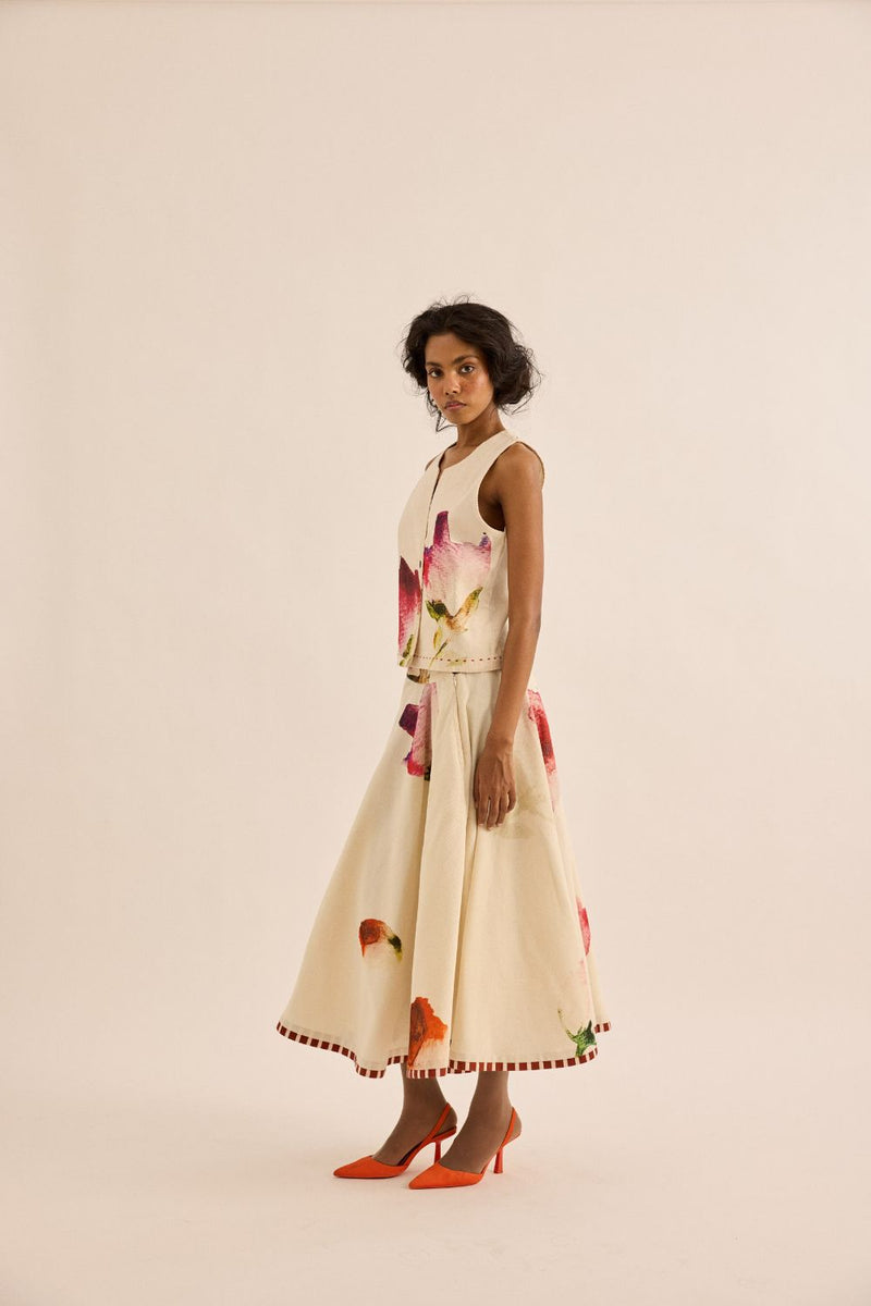 Mrinal Skirt corduroy by Khara Kapas in pink for women in Singapore