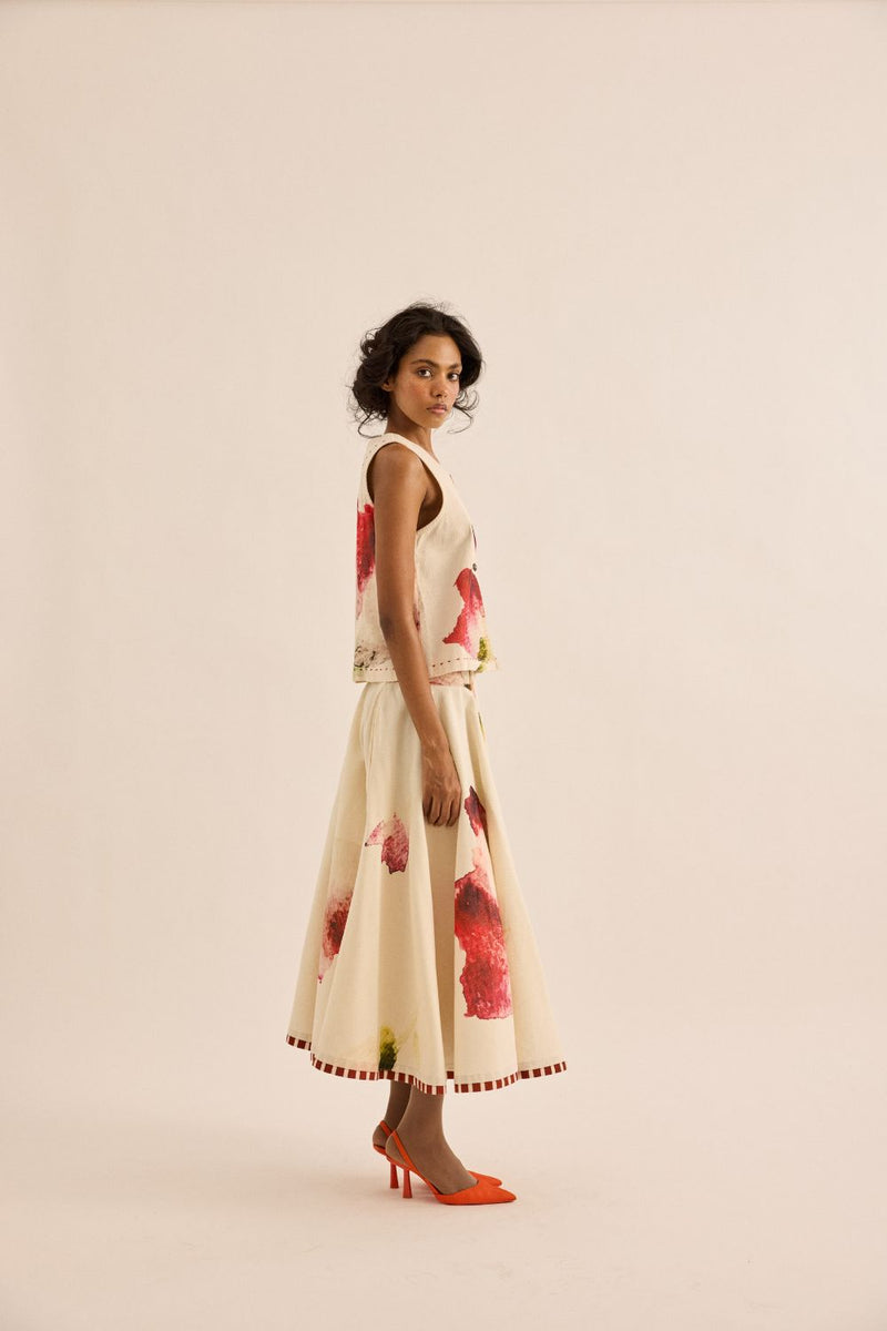 Mrinal Skirt corduroy by Khara Kapas in pink for women in Singapore