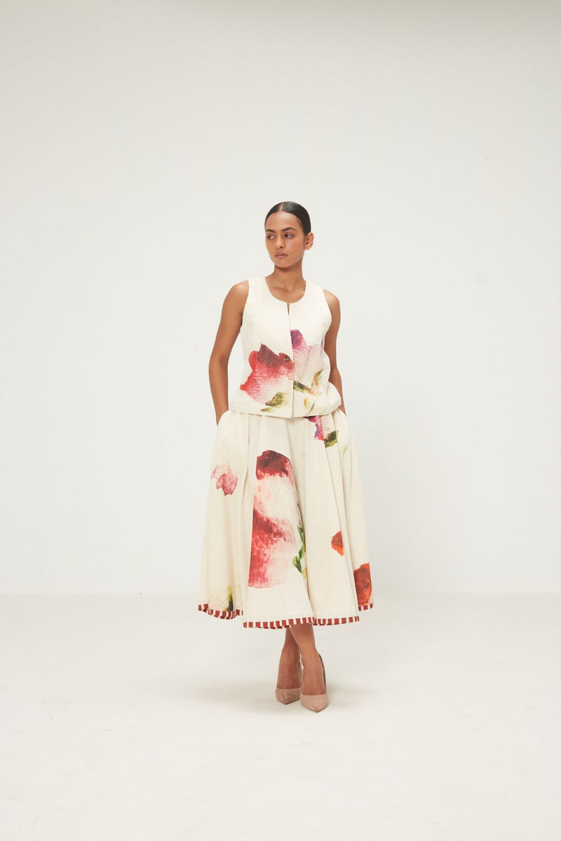 Mrinal Skirt corduroy by Khara Kapas in pink for women in Singapore