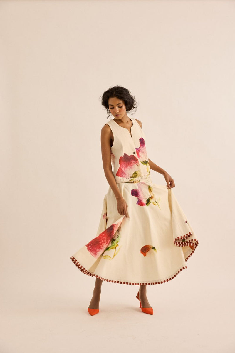 Mrinal Skirt corduroy by Khara Kapas in pink for women in Singapore