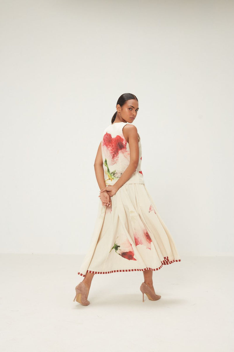 Mrinal Skirt corduroy by Khara Kapas in pink for women in Singapore