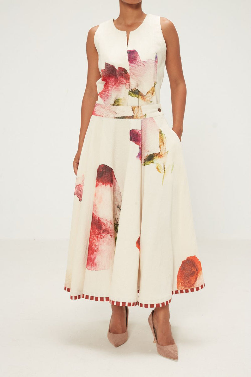 Mrinal Skirt corduroy by Khara Kapas in pink for women in Singapore