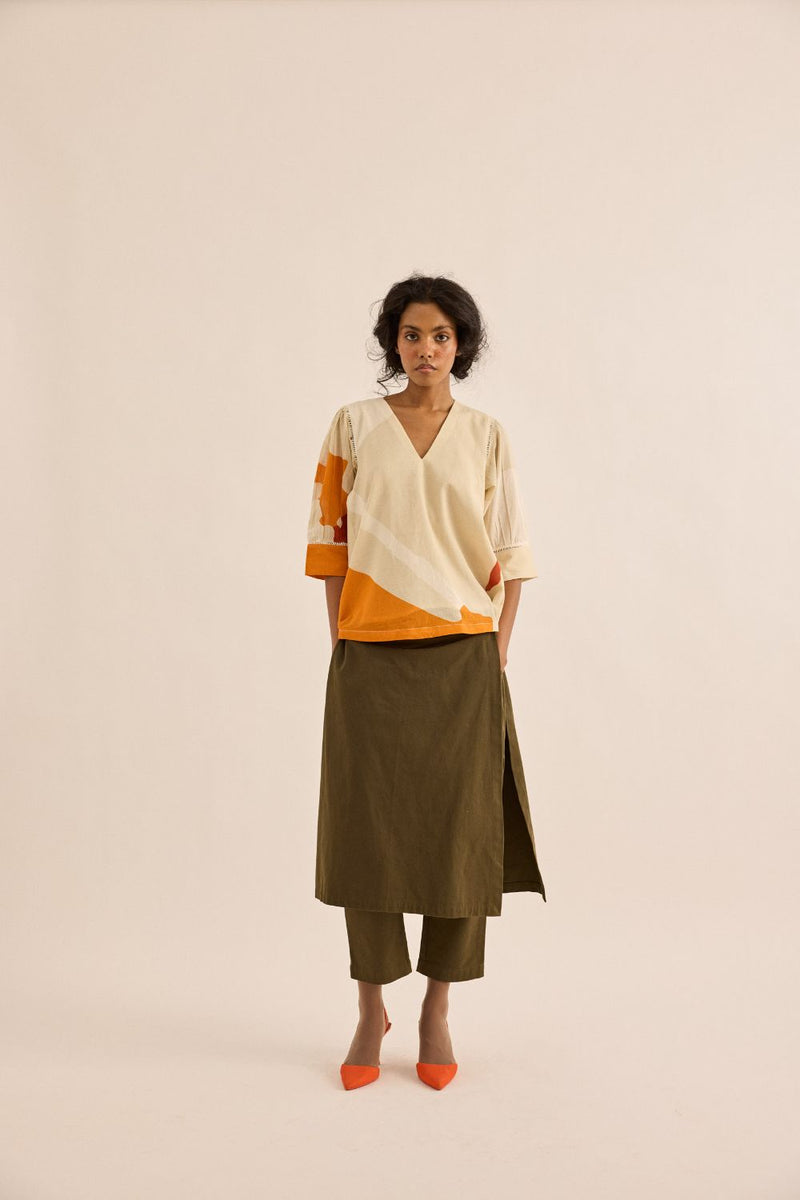Olive Dust Pants twill by Khara Kapas in olive for women in Singapore