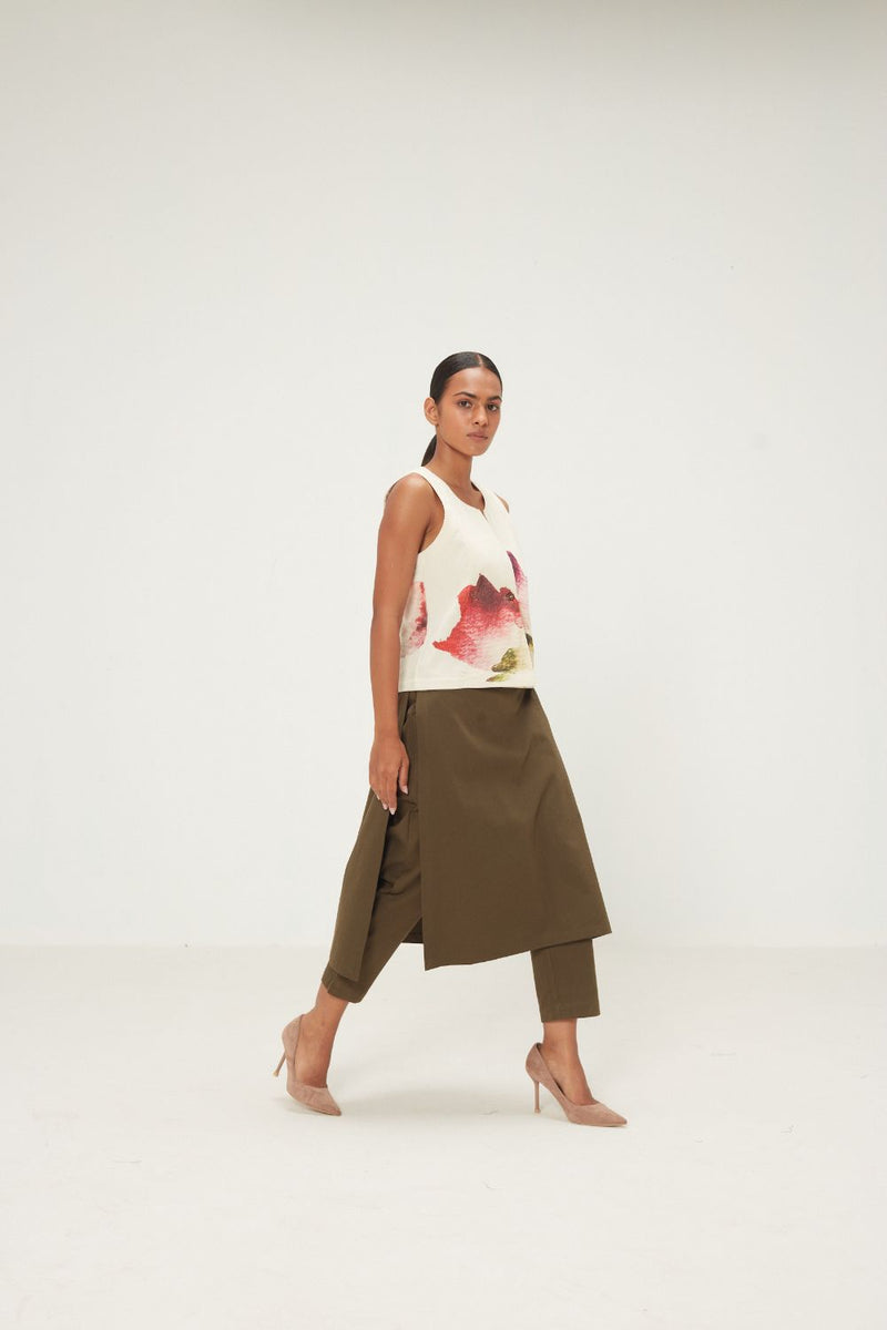 Olive Dust Pants twill by Khara Kapas in olive for women in Singapore