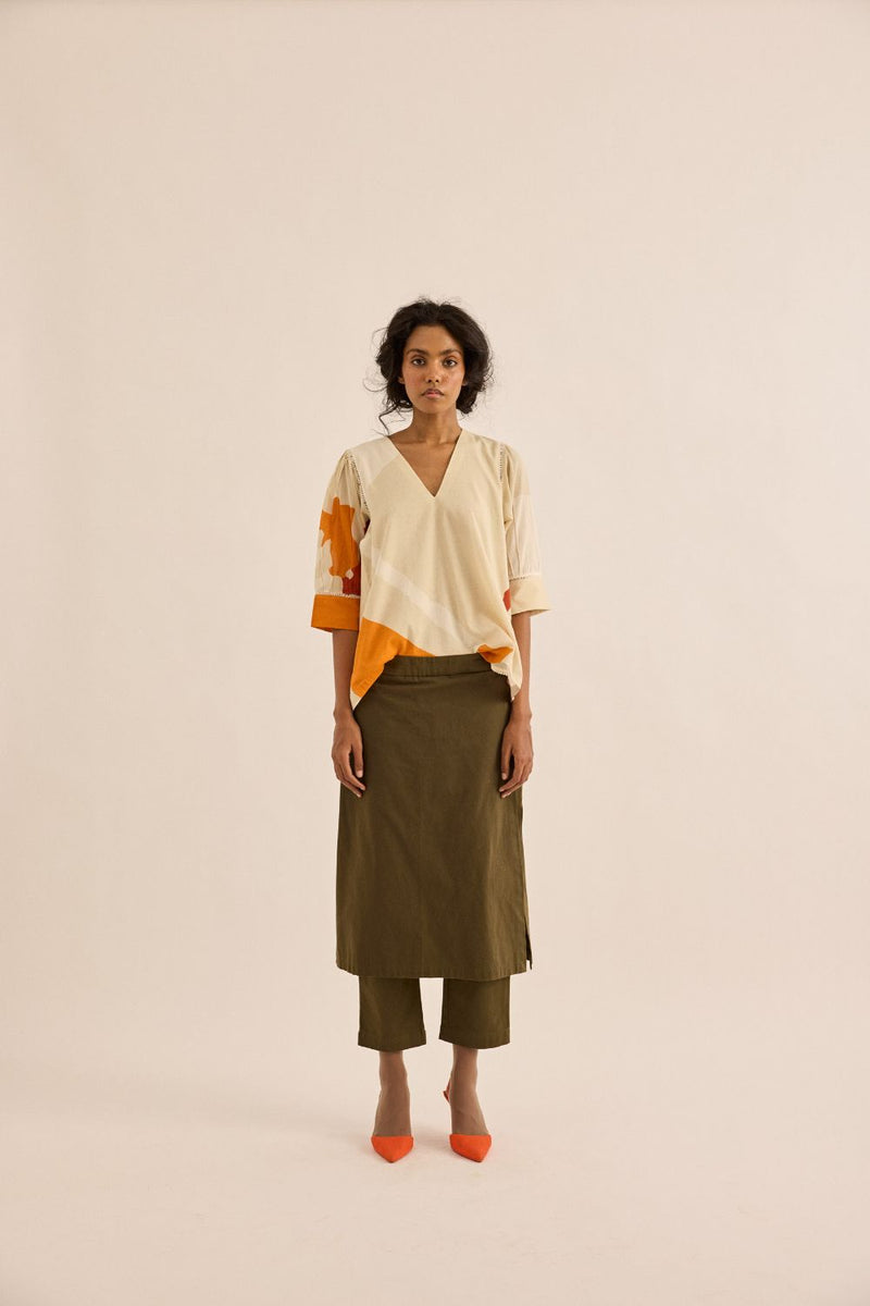 Olive Dust Pants twill by Khara Kapas in olive for women in Singapore
