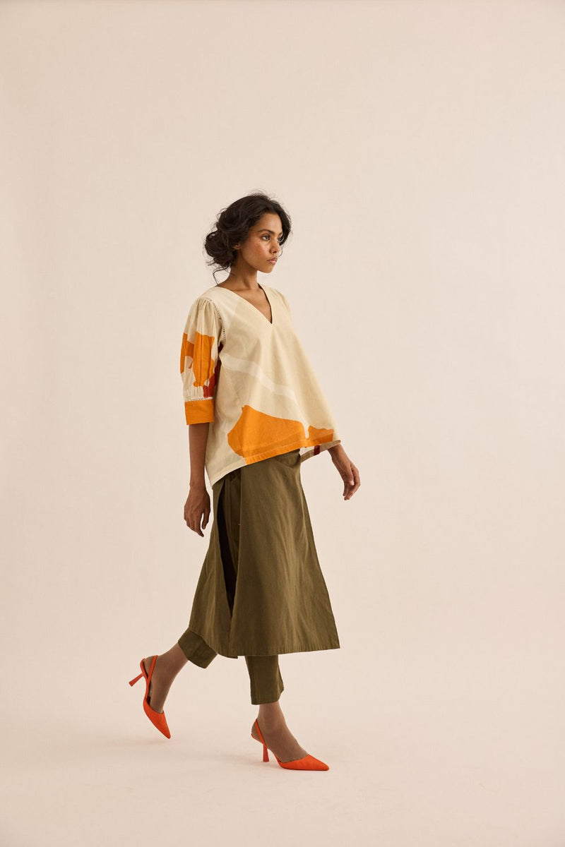 Olive Dust Pants twill by Khara Kapas in olive for women in Singapore