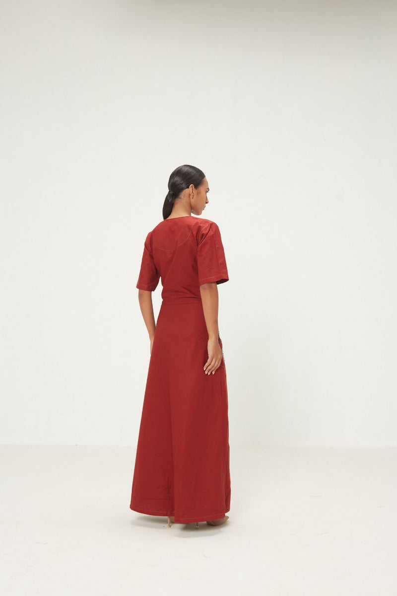 Maru Jumpsuit oxford by Khara Kapas in red for women in Singapore