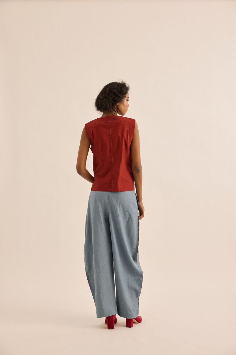 Amarena Top oxford by Khara Kapas in red for women in Singapore
