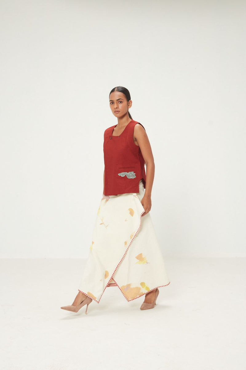 Sunline Skirt oxford by Khara Kapas in ecru for women in Singapore