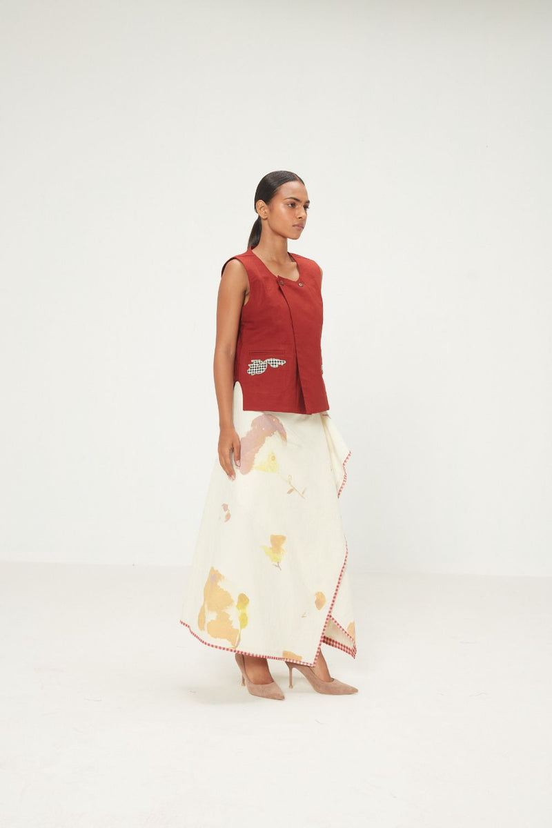 Sunline Skirt oxford by Khara Kapas in ecru for women in Singapore