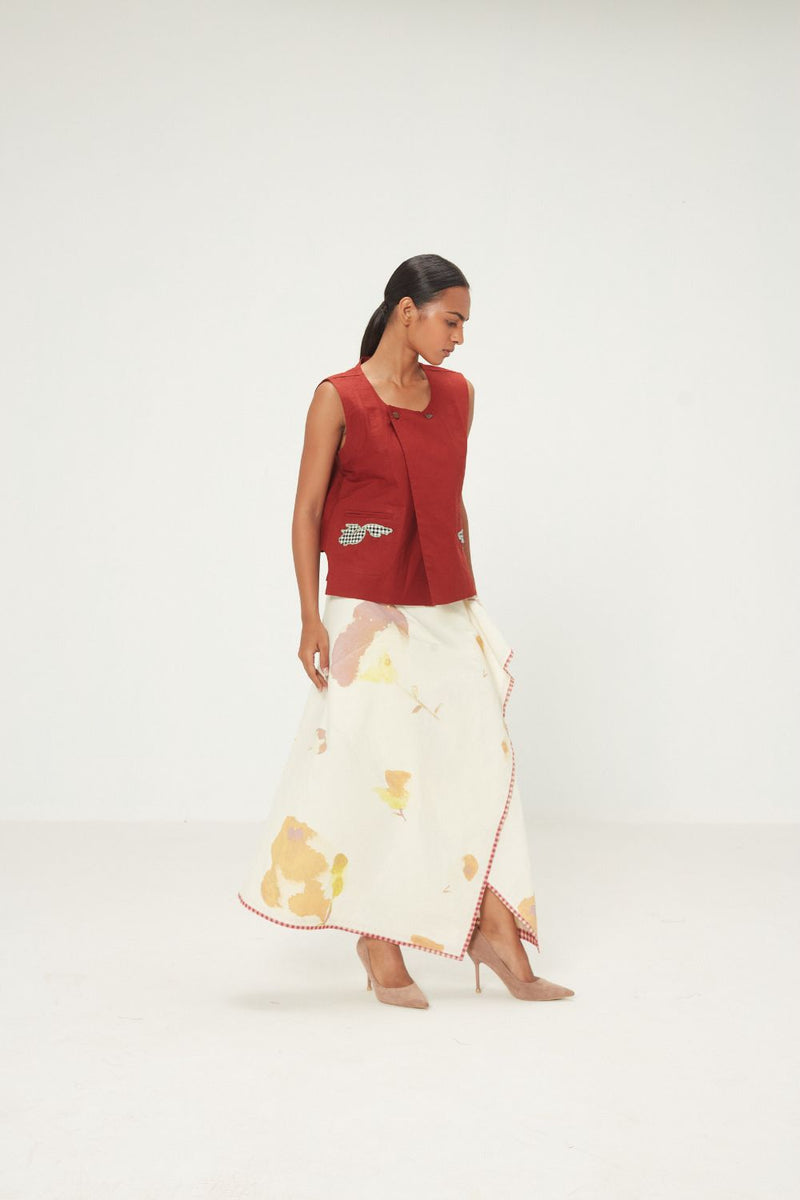 Sunline Skirt oxford by Khara Kapas in ecru for women in Singapore