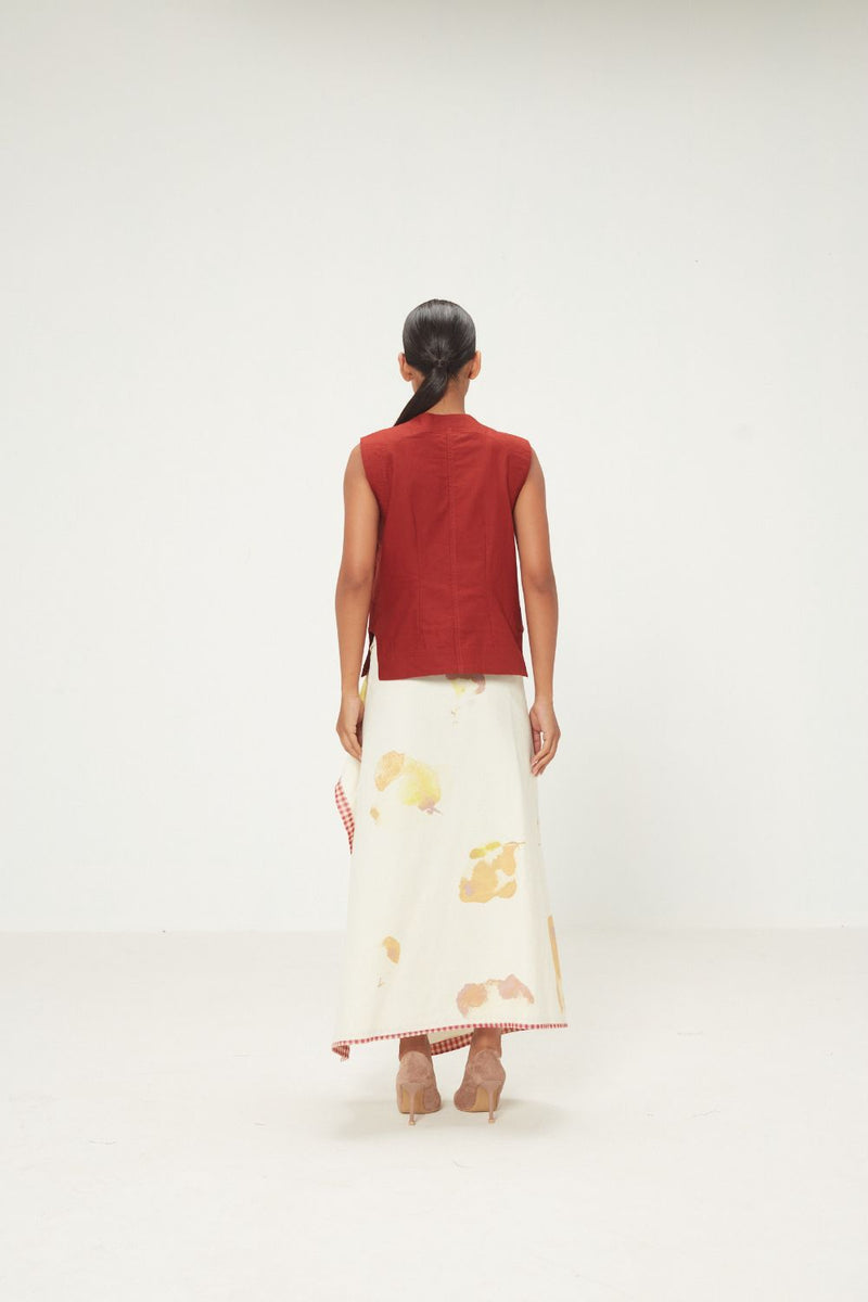 Sunline Skirt oxford by Khara Kapas in ecru for women in Singapore