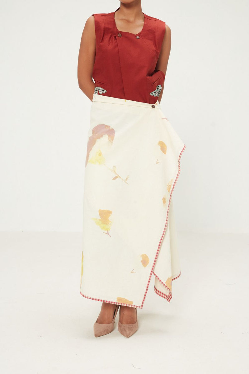 Sunline Skirt oxford by Khara Kapas in ecru for women in Singapore