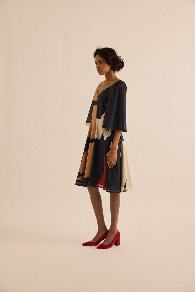 Black Pansy Dress mul by Khara Kapas in multi for women in Singapore