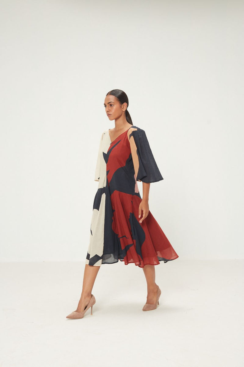 Black Pansy Dress mul by Khara Kapas in multi for women in Singapore