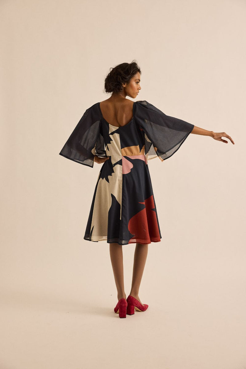 Black Pansy Dress mul by Khara Kapas in multi for women in Singapore