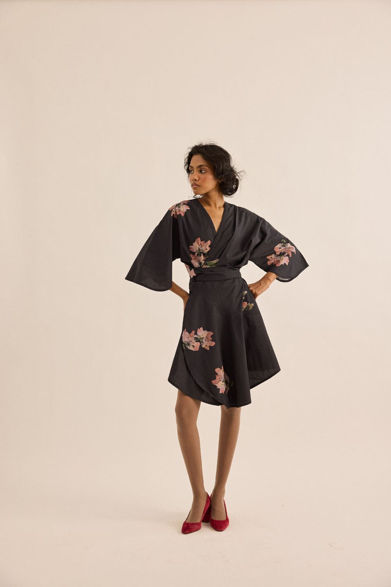 Grisea Dress poplin by Khara Kapas in grey for women in Singapore
