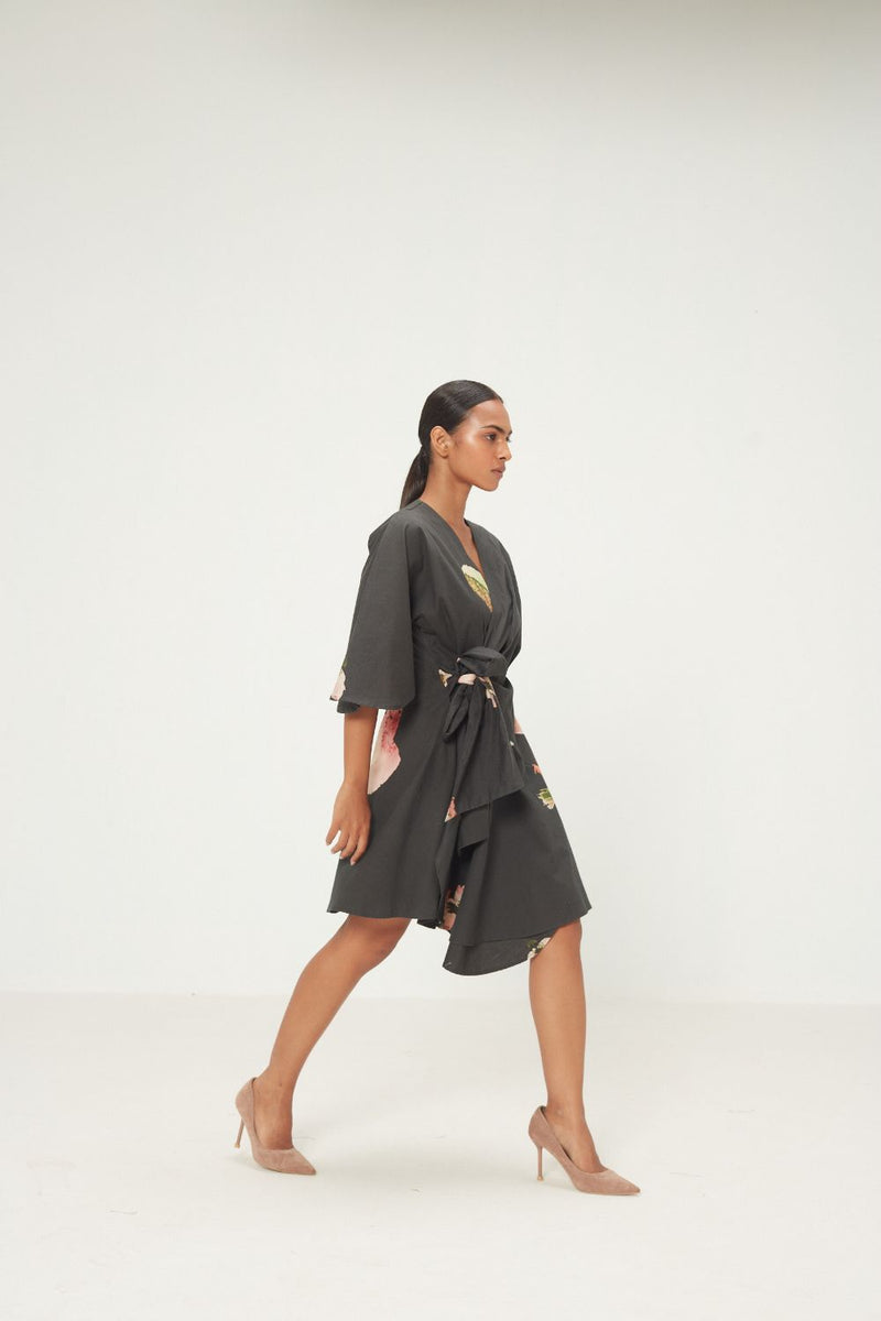 Grisea Dress poplin by Khara Kapas in grey for women in Singapore