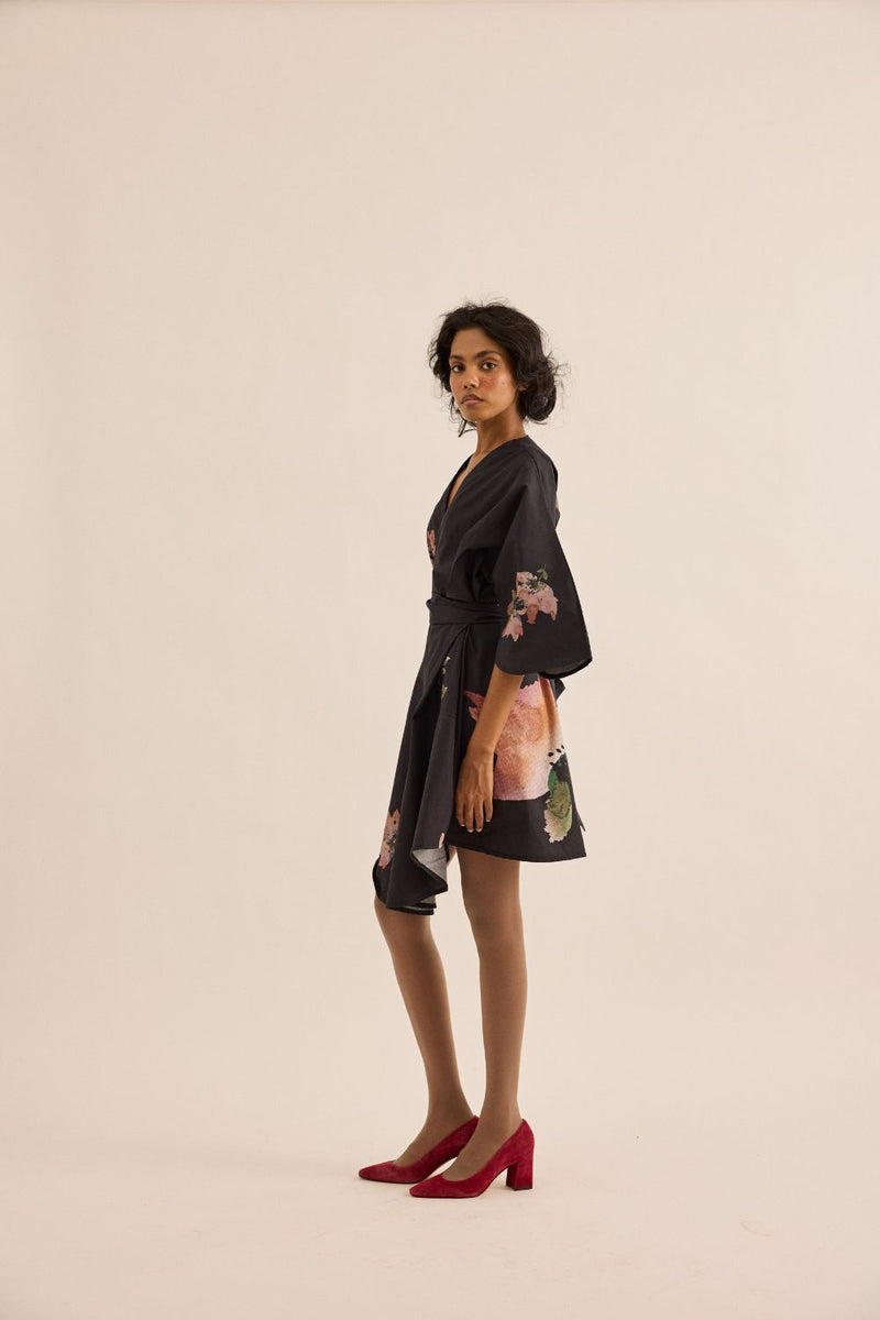 Grisea Dress poplin by Khara Kapas in grey for women in Singapore