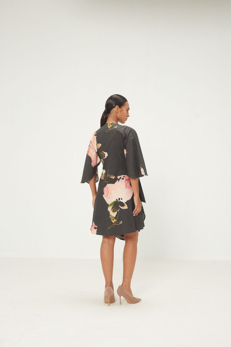 Grisea Dress poplin by Khara Kapas in grey for women in Singapore