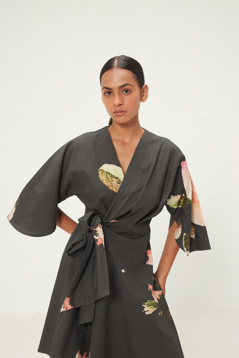 Grisea Dress poplin by Khara Kapas in grey for women in Singapore